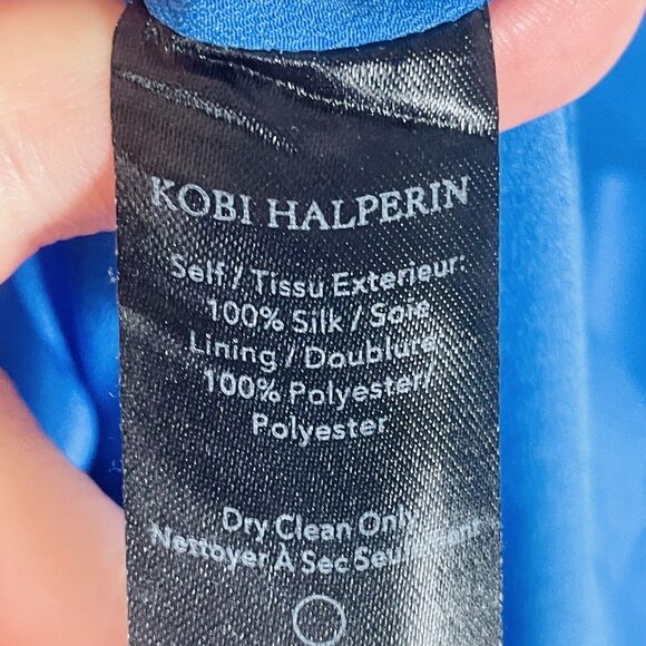 Kobi Halperin Blue Silk Sleeveless Blouson Asymmetrical Side Tie Dress Womens 10 - Picture 9 of 9